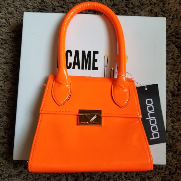Boohoo Handbags - Boohoo Neon Orange Mini Top Handle Grab Bag